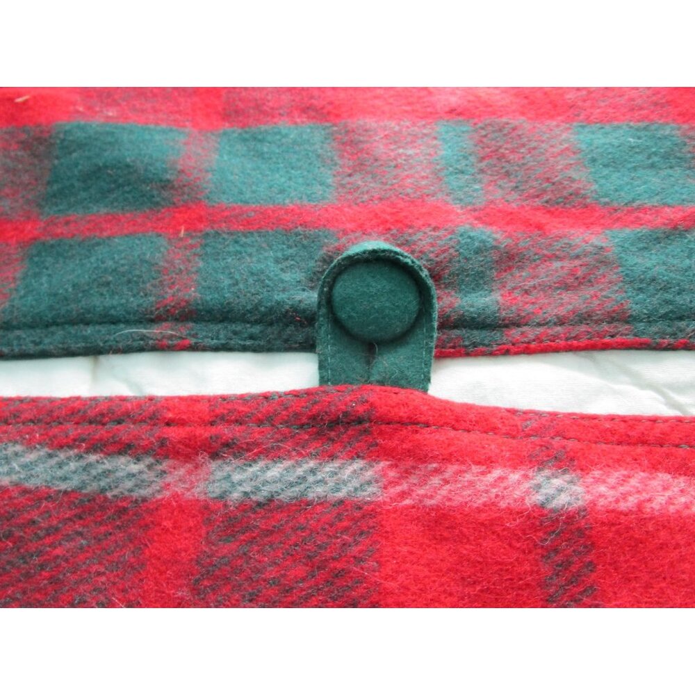 Vintage Tartan Wool Blend Cozy Christmas Tree Skirt Green Red Plaid GUC - Picture 8 of 11